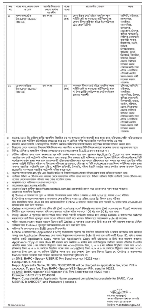 বাংলাদেশ কৃষি গবেষণা কাউন্সিল নিয়োগ বিজ্ঞপ্তি BARC Job Circular 2024