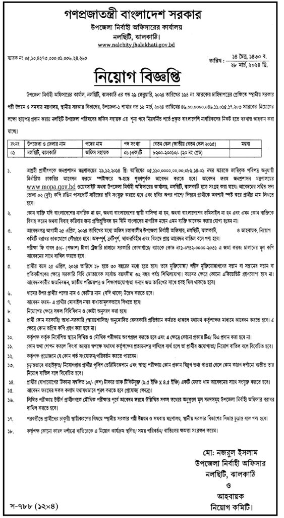 উপজেলা নির্বাহী অফিসারের কার্যালয় নিয়োগ বিজ্ঞপ্তি ২০২৪
uno-office-job-circular