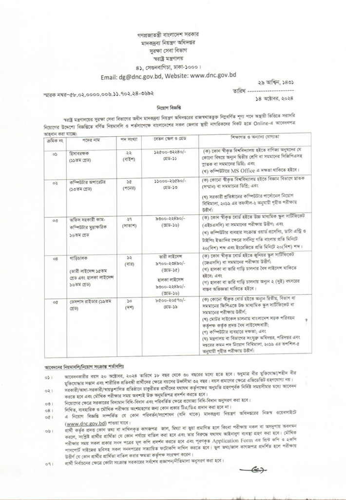 DNC Job Circular 2024