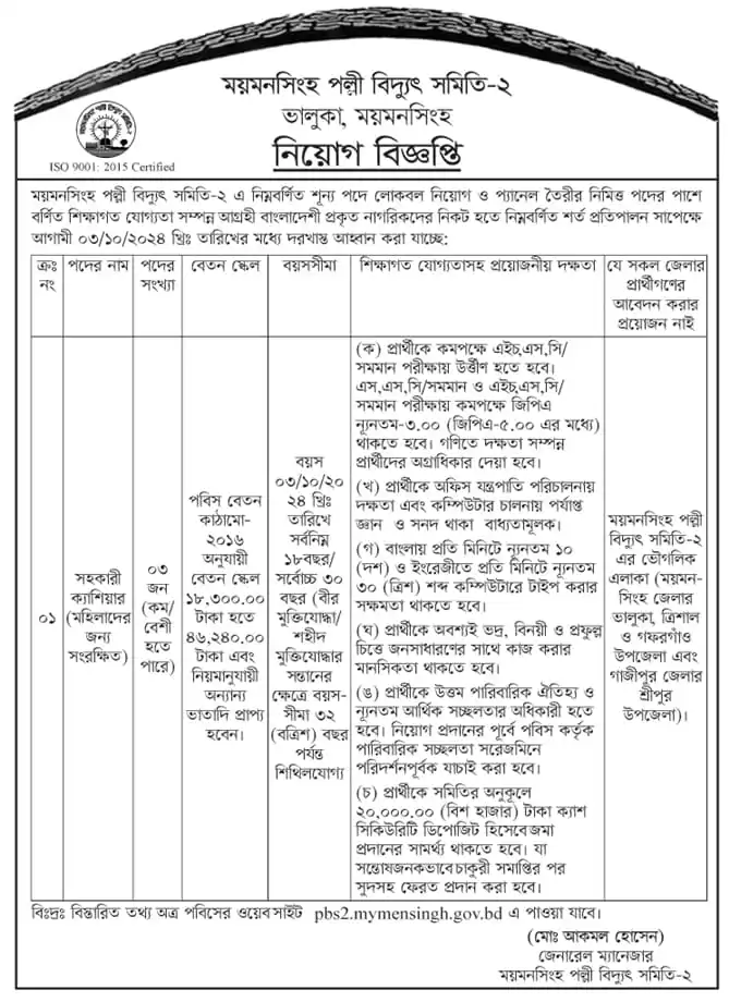 Palli Bidyut Job Circular 2024