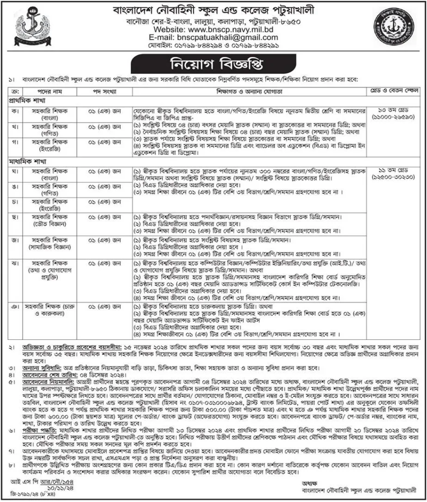 Bangladesh Navy Civil Job Circular