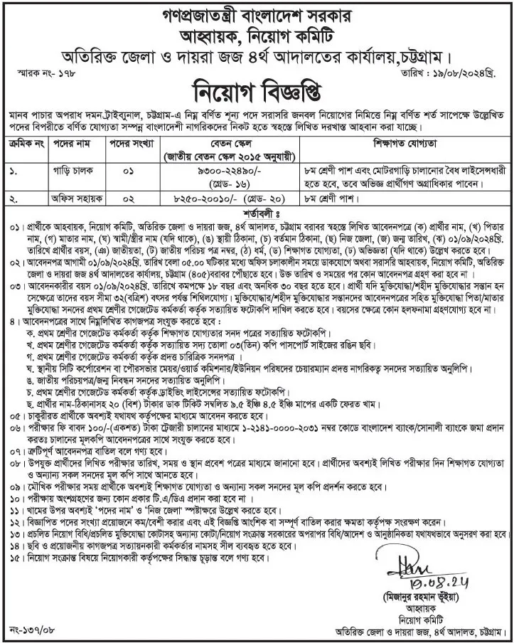 Judge Court Job Circular